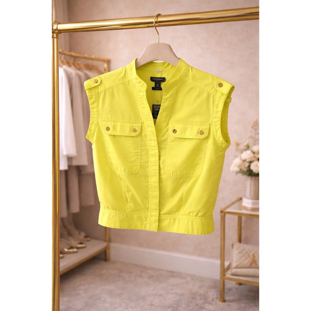 Banana Republic Yellow Green Sleeveless Vest Top XS NWT Pockets Festival Vibrant